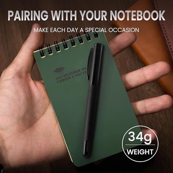 Origin-Joy Luxury Metal Pen Set, Professional Executive Heavy Nice Gift Pen with 3 Rollerball Refills 0.7mm for Men (Black, Capped & Diamond Fluted)