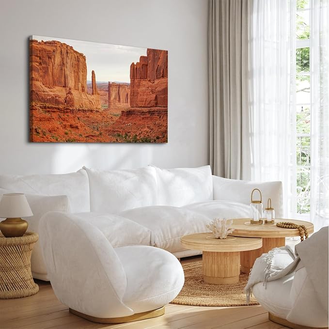 Large National Park Landscape Canvas Wall Art for Bedroom Wall Decor Vintage Grand Canyon Cliff Scenery Picture Wall Decor Nature Orange Rock Mountain Prints Paintings Artwork Home Decoration 32x48"
