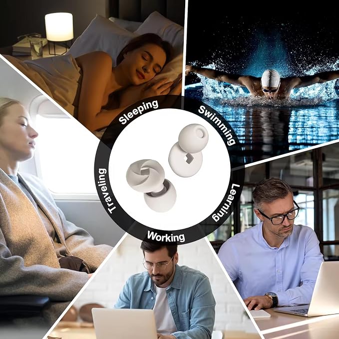 MARLENZ High Fidelity Noise Reduction Earplugs for Sleep & Focus – Soft Reusable Silicone Ear Plugs for Snoring, Concerts, & Sensitivity – 33dB NRR, 4 Sizes (XS/S/M/L) – Black