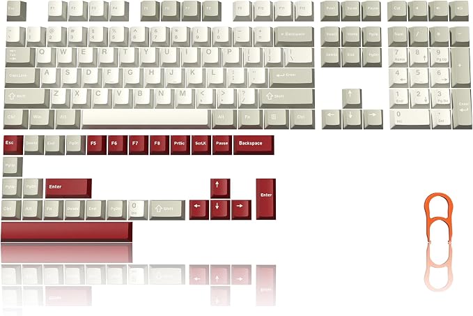 PBT Keycaps Set, Doubleshot 139 Key Caps,Cherry Profile Custom Keycap for 61/64/68/84/87/100/104/108 Mechanical Keyboard, Compatiability for 60 65 75 100 Percent Keyboads (Retro Gray)