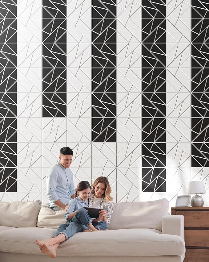 22-Pack Felt Acoustic Panels,12"x12"x0.4" Soundproof Wall Panels, Peel & Stick Sound Proof Foam Panels for Walls, Geometric Noise Reduction Panels for Home Office,Studio (Black on White)