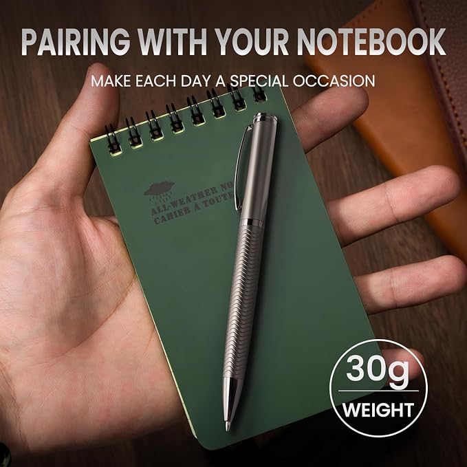 Origin-Joy Luxury Metal Pen Set, Professional Executive Heavy Nice Gift Pen with 3 Ballpoint Refills 1.0mm for Men (Gray, Twist & Wavy Fluted)