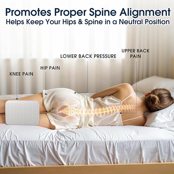 BlissTrends Memory Foam Knee Pillow, Knee Pillow for Side Sleepers, Leg Pillows for Sleeping Blood Circulation, Elevation Pillow for Spine Aligning, Sciatica, Hip, Knee, Ankle Pain, White, X-Large