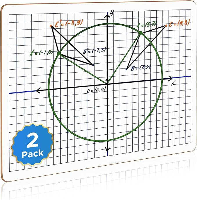 2 Pack Dry Erase XY Axis Lap Board 9”X12” | Interactive Learning Coordinate Grid Whiteboard (Double Sided)