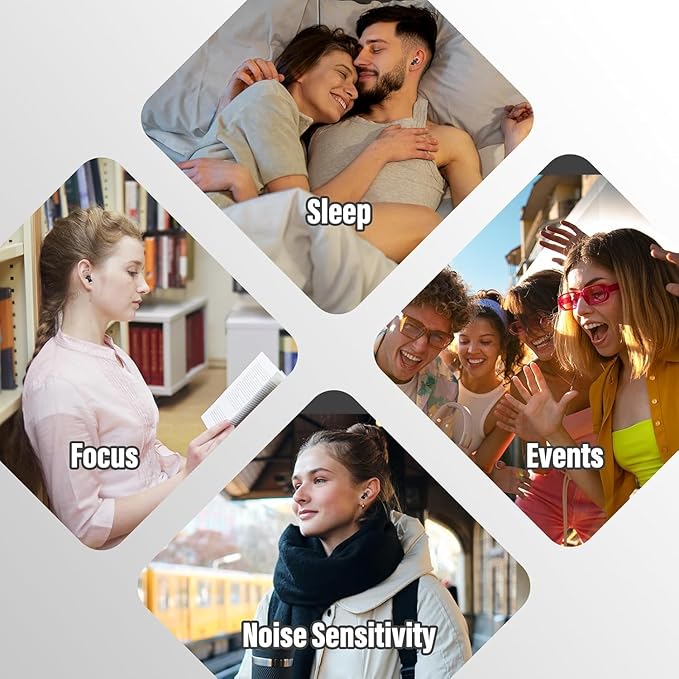 Ear Plugs for Sleeping Noise Cancelling, 35dB Noise Reduction Earplugs Reusable Soft Silicone, 14 Eartips & Carry Case, Replaceable Single/Double Earpieces for Sleep, Focus, Events, Work, Transparent
