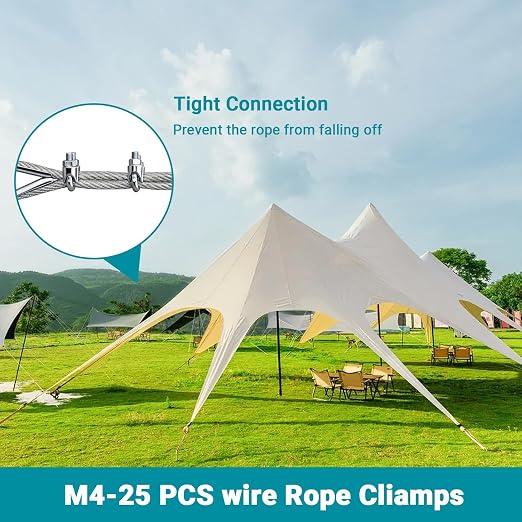 25Pcs 3/16 inch Stainless Steel Wire Rope Cable Clamp,M4 Wire Rope Clamp for Various Commercial, Industrial, and Residential Projects