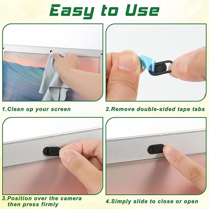 Giantree 30Pcs Camera Cover, Webcam Cover, Camera Privacy Covers Slide, Phone Laptop Cameras Covering Slide, Webcam Covers for Protect Your Privacy Security Fits Most Laptop, Desktop, Smartphone