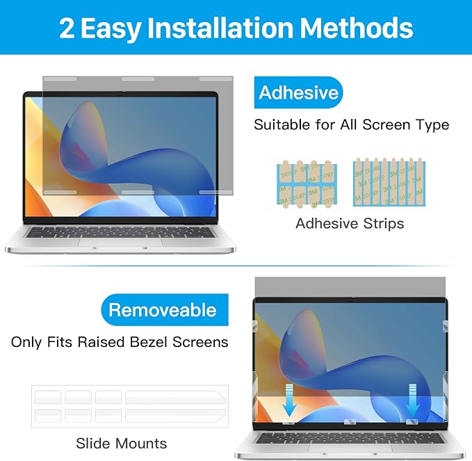 STARY 4-way 360°Laptop Privacy Screen Filter 14 Inch 16:10 Ratio(1920x1200), Anti Glare & Blue Light Filter, Removable Privacy Screen Protector for Laptop Monitor, Compatible with HP Dell Acer Lenovo Samsung ASUS Toshiba