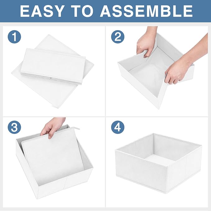 Drawer Organizer Clothes, 24 Pack Dresser Organizer Bins for Nursery Bedroom, Closet Organization and Storage Dividers for Clothing, Baby Clothes, Underwears, Socks (White)