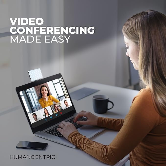 HumanCentric Video Conference Lighting Kit, Camera Light for Zoom Meetings, Streaming Video Face Light, Easy Setup for Remote Work, Computer Monitor or Laptop Light for Video Conferencing