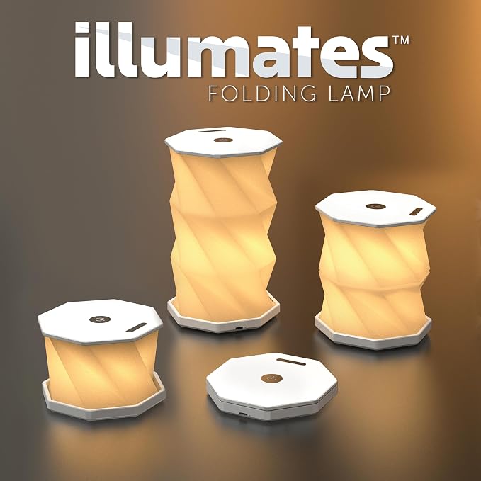Origami Expanding Foldable LED Desk Lamp – USB Rechargeable & Portable - Dimmable Touch Control Light with Adjustable Height up to 8.25" for Office, Travel, Bedside - Sleek & Modern Design (White)