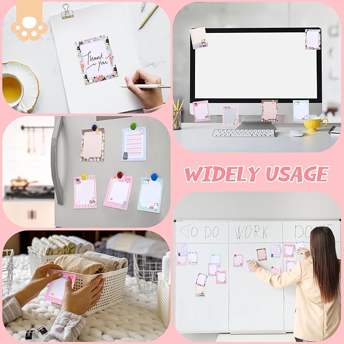 12 Pieces Cats Sticky Notes Cute Cat Gift Self Stick Notepads 3x4 Inch Kawaii Memo Notes for Animal Lover Cartoon Animal to Do List for Office Home Supplies Roommates Gift
