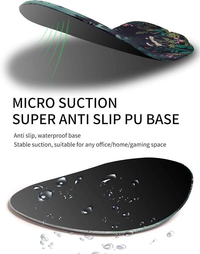 Palm-Rest and Wrist-Hugging Mouse Pad Wrist Rest, Ergonomic Wrist Support with Curve Fitting Cushioned Memory Foam for Carpal Tunnel Pain Relief, 9.9 x 8.3 Inch, Misty Forest