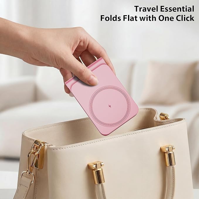 3-in-1 Charging Station for Apple Devices, Foldable Magnetic Wireless Charger Stand, Fast Charger Station for iPhone17/16/15/14/13/12 Pro Max/ AirPods2/3/4 and IWatch Ultra Series(Pink)