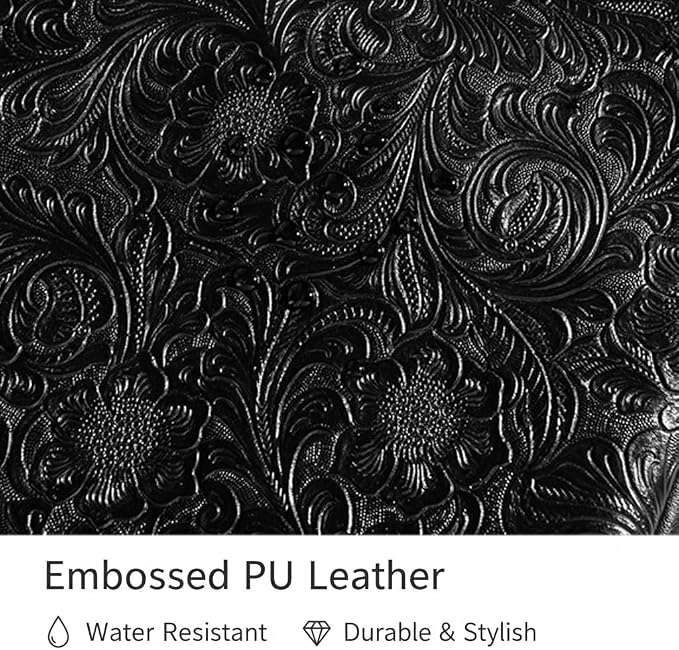 Kinmac Embossed PU Leather 360° Heavy Duty Protective Laptop Sleeve with Poacket (Paisley Black, 15 inch-15.6 inch)