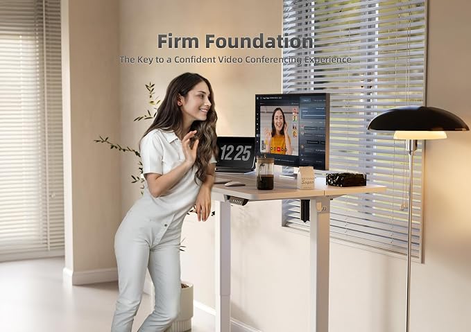 YDN Standing Desk with Drawers, 55 x 24 Inch Electric Adjustable Height Stand Up Desk, Sit Stand for Home Office, White