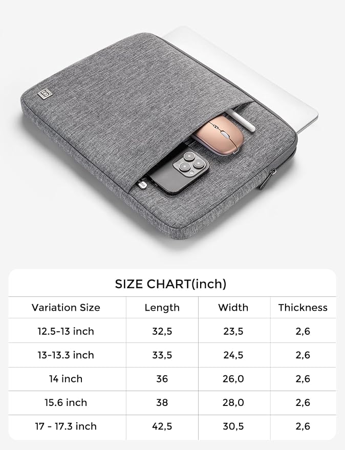 DOMISO Laptop Case Laptop Sleeve Cover Compatible with 15 inch MacBook Air M4/A3241 2025, M3/A3114,M2/A2941,15 inch MacBook Pro A1990 A1707,Compatible with Dell XPS 15 Plus with Pocket,Grey