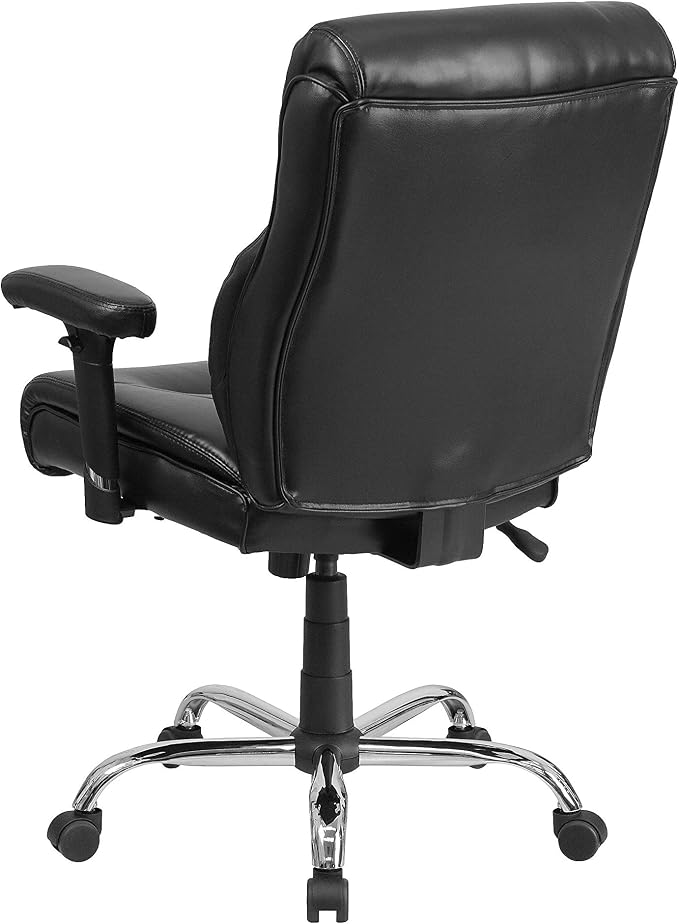 Flash Furniture HERCULES Series Big & Tall 400 lb. Rated Black LeatherSoft Ergonomic Task Office Chair with Clean Line Stitching and Arms