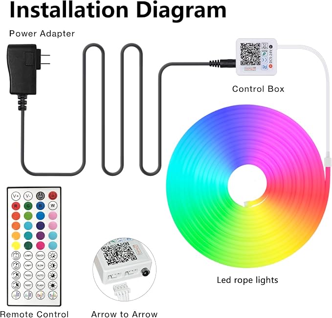 LED neon Lights,50FT RGB Neon Rope Lights,with Remote Control/APP Control,Music Sync,Timer Function,IP67 Waterproof Flexible Neon Strip Lights,for Bedroom Gaming Outdoors Decor