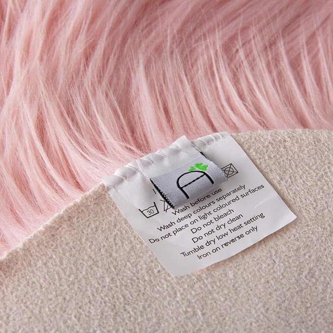 Ashler faux fur rug, Fluffy Shaggy Area Rug Ultra Soft 2.2 x 6 Feet Rectangle Fur Rug, Pink Fuzzy Rug Machine Washable Shag Rug, Nursery Decor Throw Rugs for Bedroom, kids room, Living Room