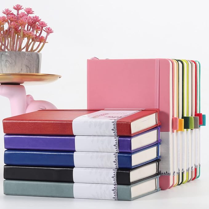 Graph Paper Notebook with 280 Pages,A5 Grid Paper Notebook/Journal,100gsm Thick Graph Leather Journal for Math Science Students,5.75'' × 8.38''-Pink