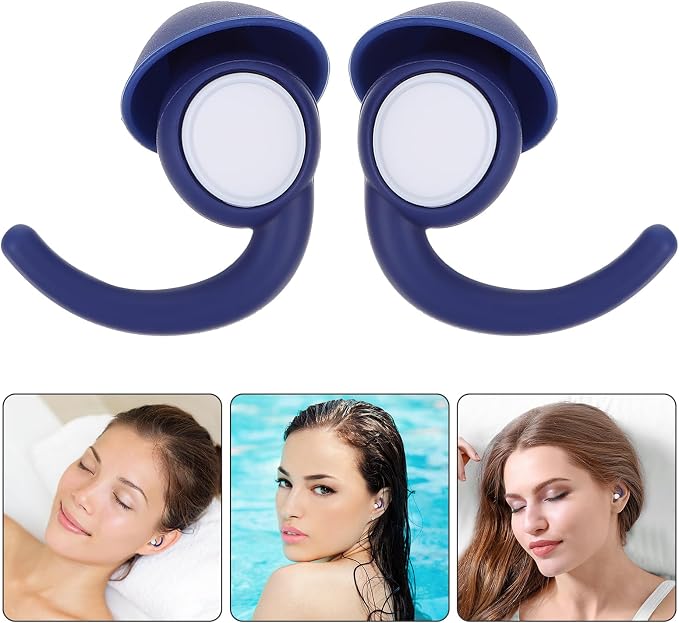 BETOOKY Noise-Blocking Silicone for Sleeping and Studying, Wear-Resistant Sound Insulation, 4pcs Set with Two Sizes, Navy Blue, Anti-Noise for Students and Indoor Use