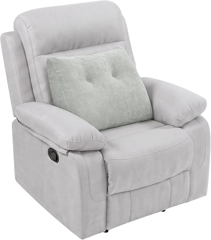 Back Support Pillow for Recliner Soft Dual Layer Lumbar Support Pillow with Shredded Memory Foam Ergonomic Orthopedic Couch Lumbar Cushions for Elderly Lower Back Pain Relief Light Grey