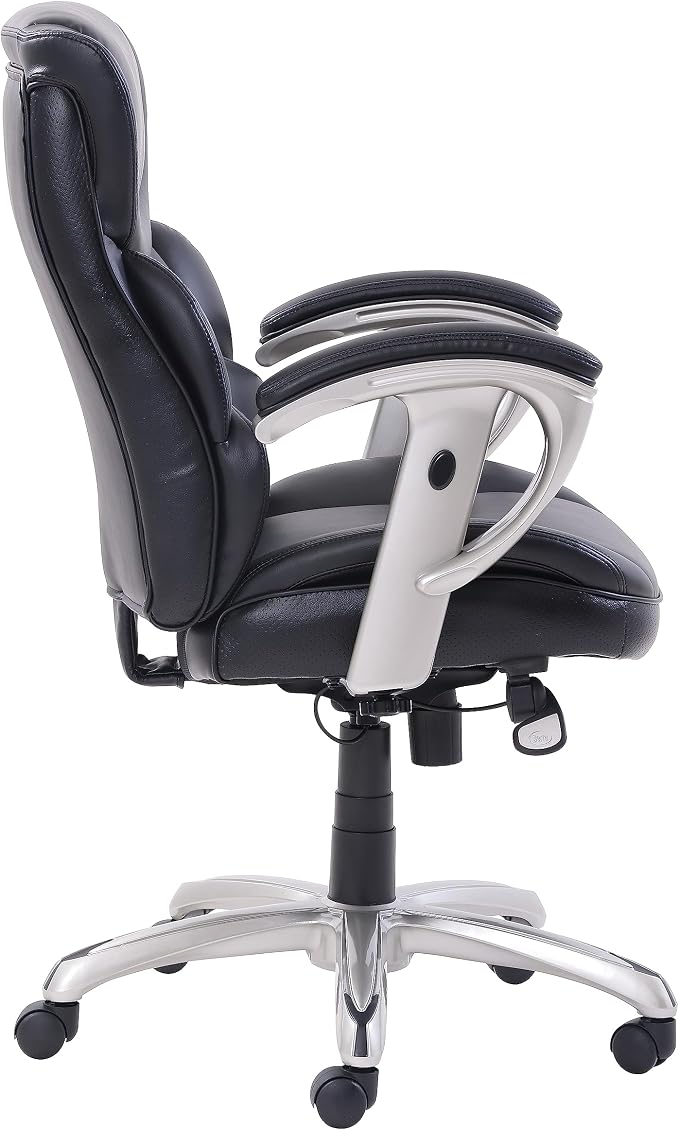 SertaPedic Emerson Task Chair, Supports Up to 300 Lb, 18.75" to 21.75" Seat Height, Black Seat/Back, Silver Base