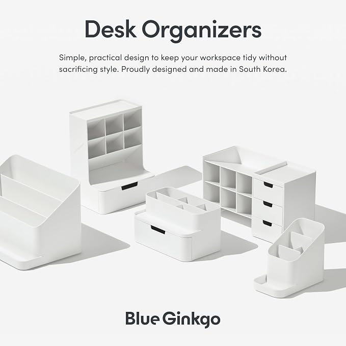 BLUE GINKGO Hive Pen Desk Organizer, Green, Made in Korea | 6 Compartments. Full Drawer. Everyday Storage.