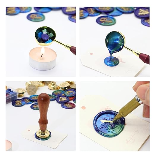 SWANGSA Botanical Begonia Wax Seal Stamp Kit with 200pcs Sealing Wax Beads, Great for Embellishment of Wedding Invitations, Wine Packages, Gift Wraps