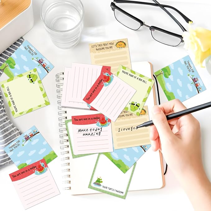 Inspirational Sticky Notes Gifts - 9 Pack Funny Positive Quotes Notepads 3x3 Inches, Fun Motivational Self-Adhesive Memo Pads Office Study Supplies for Friends Coworkers (450 Sheets)