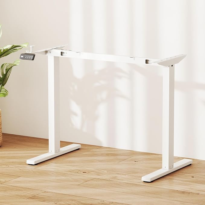 Tangkula Electric Standing Desk Frame, Height Adjustable Computer Desk Base with LED Display & 2 Memory Positions, Ergonomic Home Office Sit Stand Desk Legs for 40"-48" Tabletop (White)