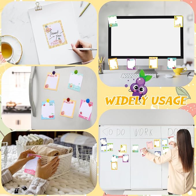 Chiisong 12 Pcs Fun Inspirational Sticky Notes 3 x 4 Inch Motivational Fruit Notepads Cute Post Positive Appreciation Sticky Notes Positive Gifts for Office Nurse Coworkers Supplies