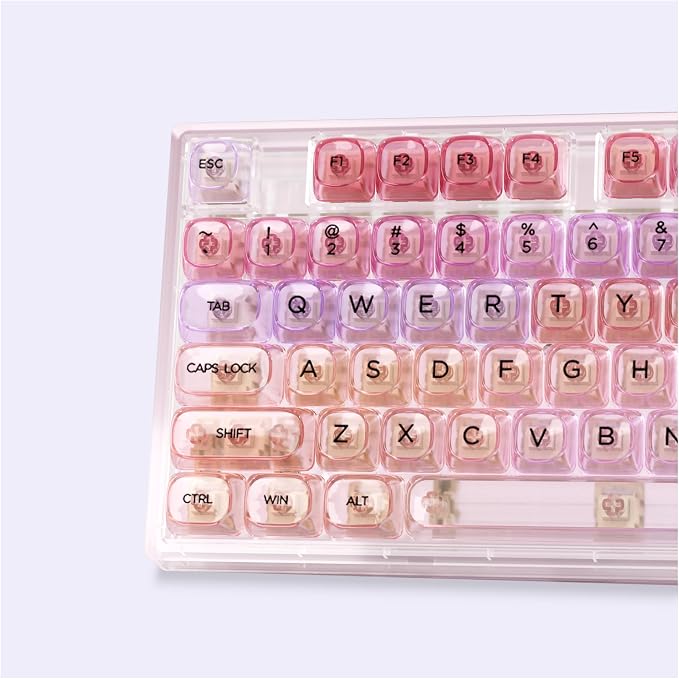OHY XVX Sunset Purple Gradient Transparent Keycaps, MOA Profile 125 Keys PC Shine-Through Keycaps for MX Mechanical Keyboards