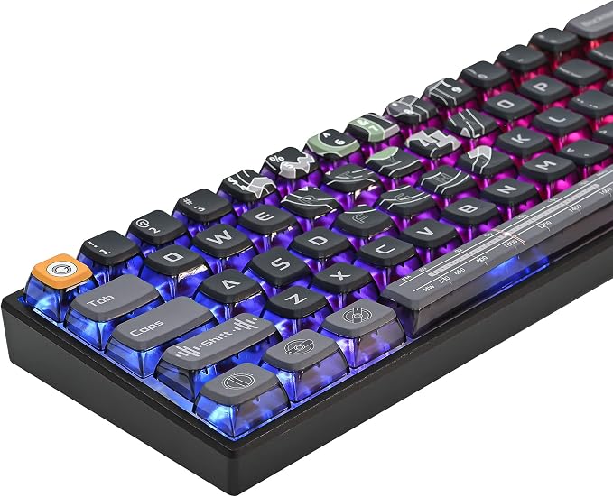 Fogruaden Pudding Keycaps 60 Percent, 118 Dye-Sublimation Keycaps Set, ASA Profile Custom Keycap Mechanical Keyboard(Grey Sound)
