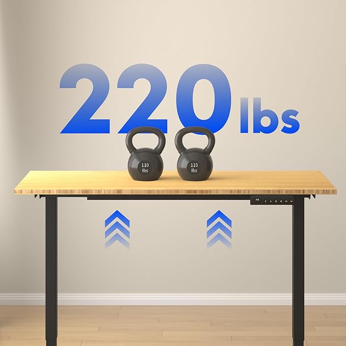 FLEXISPOT E3 Bamboo Dual Motor 72 x 30 Electric Standing Desk Sit Stand Up Desk, Holds 220 lbs, Adjustable Height w/Memory Presets, Solid Bamboo Desktop & Black Frame, Ships in 2 Boxes