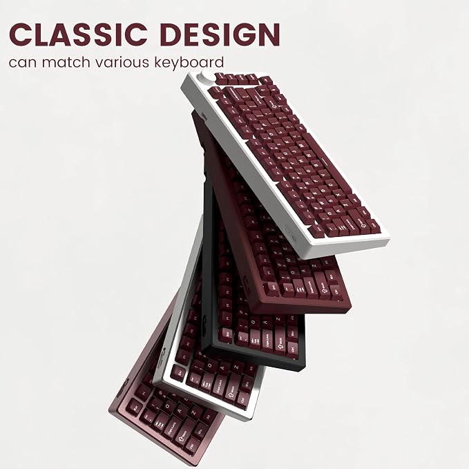 dagaladoo Double Shot PBT keycaps Set,Dark Red Keyboard caps,Cherry Profile Keycaps 60 65 75 100 Percent,126- Key Custom keycaps for Mechanical Keyboard Gaming(61/64/68/84/87/100/104/108)