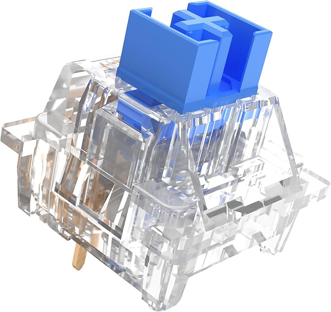 Outemu 30 Pcs Clickers for 3D Prints,Crystal Blue Keyboard Switches | Crisp click sound,Pre-lubed,Dustproof,3-pin Blue Switch,Suitable Replacement Part for 3D Printed Clicker Fidget Spinners