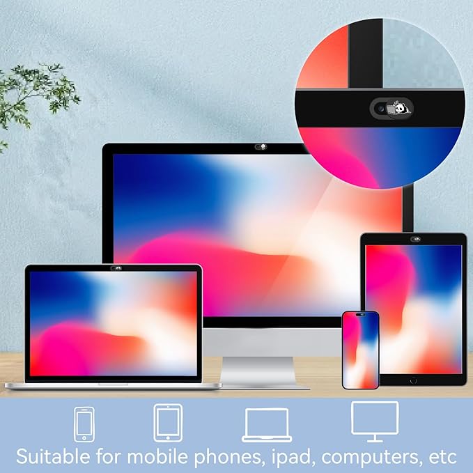 6Pcs Laptop Camera Covers Webcam Camera Cover Panda Pattern Privacy Security Guard Slide Phone Webcam Protector for Laptops Desktops Computers Smartphones Tablets Notebooks Mini PC Devices