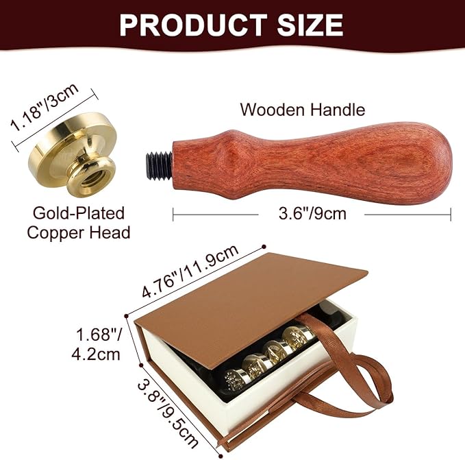 Yoption 6 Pcs Wax Seal Stamp Set, Be Our Guest, Star, Heart, Plant Sealing Stamps Kit with Wooden Handle and Brass Head for Wedding Christmas Greeting Cards Gift