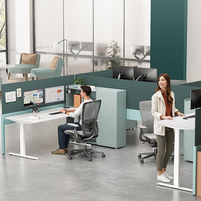 3 Stage Dual Motor Electric Pro Standing Desk Legs Only, 308lb Load Capacity, Height Adjustable from 23.6" to 49.3", Standing Desk Frame, Sit Stand Desk Base with 4 Memory Presets (White)