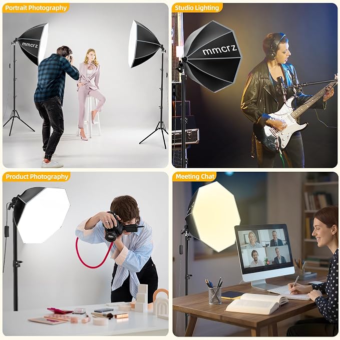 Professional Softbox Lighting Kit, 20'' x 20'' Studio Lights with 85W 2700-6500K E27 LED Bulbs, Continuous Lighting for Photography/Video Recording/Live Streaming