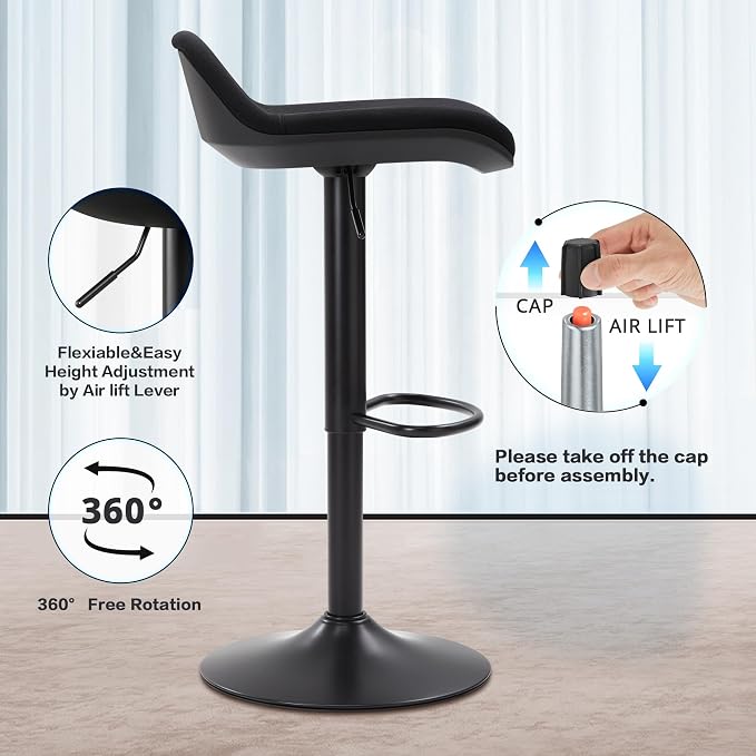 IWMH Standing Desk Stool, Adjustable Standing Desk Chair, Sit Stand Stool | Height Adjustable Sit Stand Desk Stool, Ergonomic 360° Swivel Leaning Stools with Footrest for Office Home (Black)