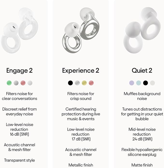 Loop Engage 2 Ear Plugs - Everyday Noise Relief with Clear Speech | 16dB SNR noise reduction. For social gatherings, work, conversation, parenting & noise sensitivity