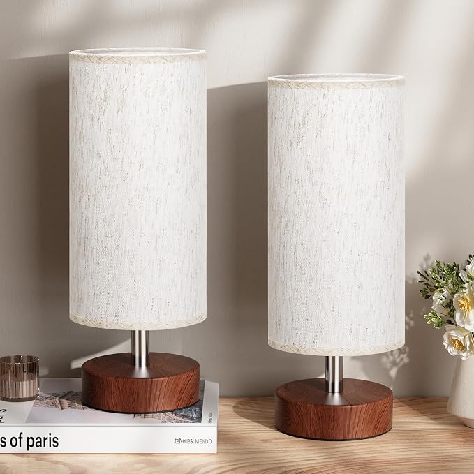 PartageiZ Small Table Lamp for Bedroom Set of 2 - Bedside Lamps for Night Stands, Minimalist Nightstand Light Lamp, Desk Lamps for Reading Room, Kids Room, Living Room, Office, Dorm