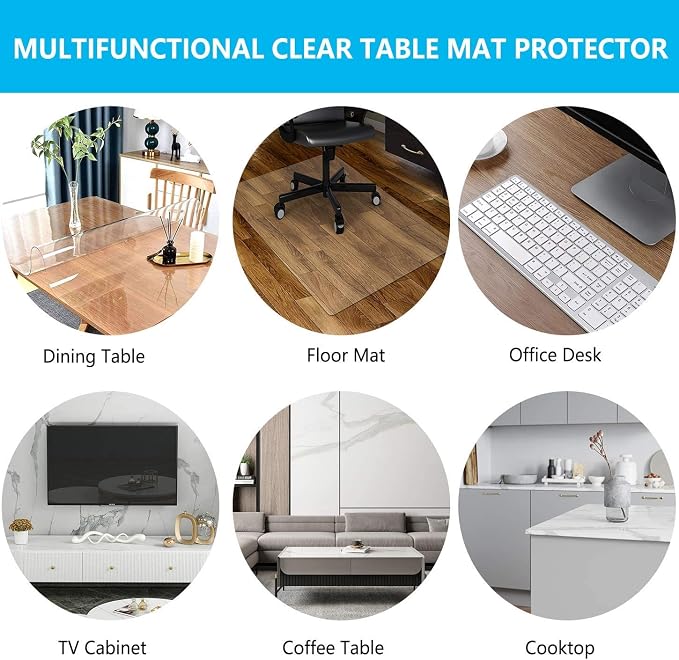 Clear Office Desk Pad Protector 24 X 48 Inch Waterproof & Oil-Proof Desk Pad Mat Anti-Scalding Tablecloth Transparent Table Cover for Coffee Table, Dining Table and Writing Desk (Mouse Pad Included)