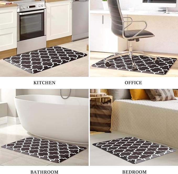 WISELIFE Anti Fatigue Floor Mat - 4/5 Inch Thick Kitchen Mat Non Slip Waterproof Heavy Duty Ergonomic Comfort Mat Durable for Home, Office, Sink, Laundry,(22" x 36", Chocolate)