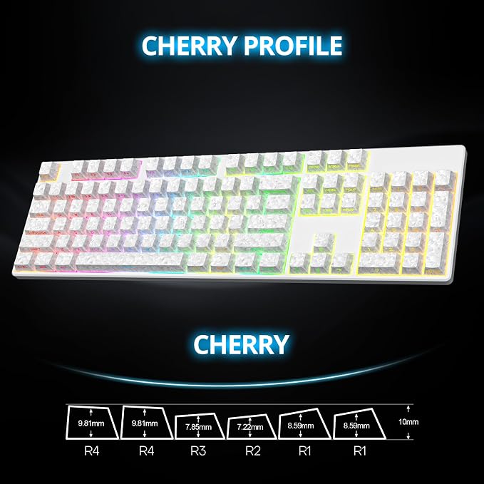 Fogruaden PBT Keycaps Set, Cherry Profile Custom Keycap for Mechanical Keyboard Keycaps(CarbonWhite)