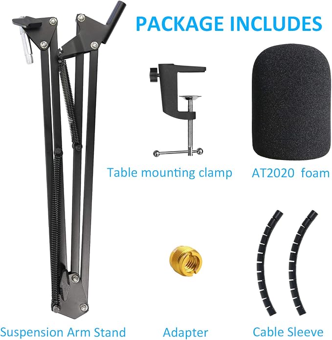 AT2020 Microphone Stand with Pop Filter Compatible with Audio-Technica AT2020 AT2020USB+ AT2035 by YOUSHARES