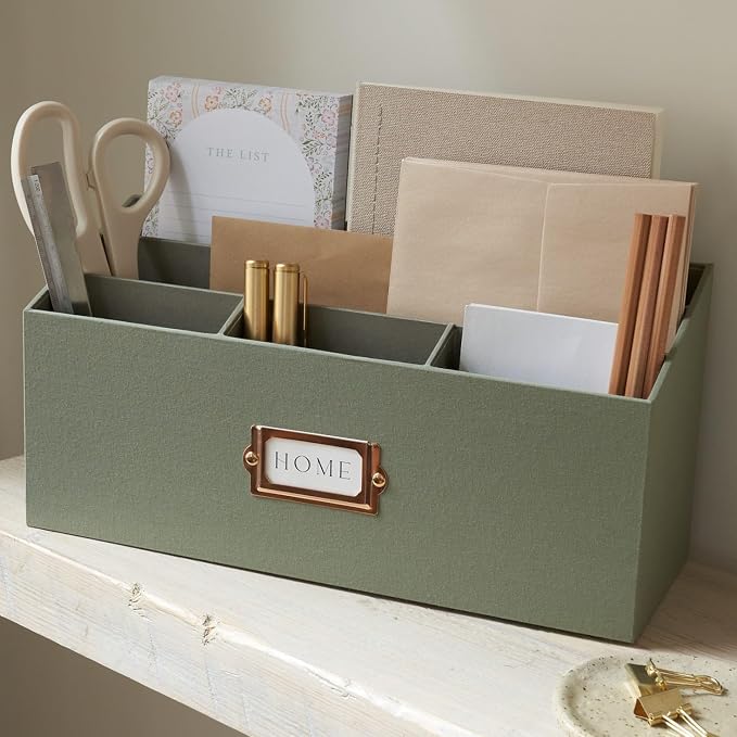 KIBAGA Stylish Linen Mail Organizer for Your Countertop – Easily Organizes Pens, Mail & More in Spacious Compartments on Any Desktop – The Perfect Desk Sorter for Paper & Office Essentials